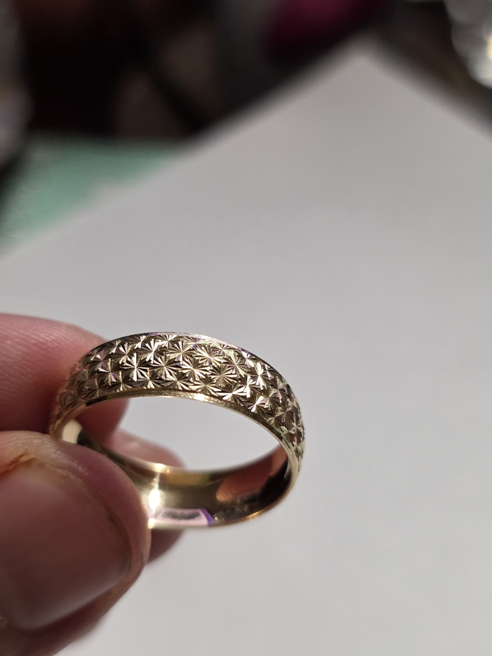 10K Gold Patterned Wide Band Ring - UNISEX Fashion Ring